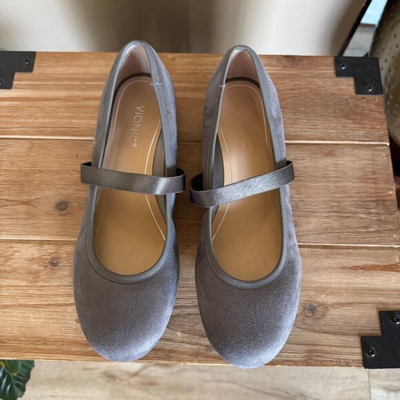 Vionic Joseline Silver Putter Shimmer Mary Jane Ballet Flat Shoes Size 8 - Picture 4 of 16